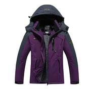 Juebong 2023 Coat Clearance 3 in 1 Ski Jacket for Womens Rain Jacket Windbreaker Winter Warm Hooded Raincoat Waterproof Snowboarding Snow Coat for Rain Outdoor Hiking