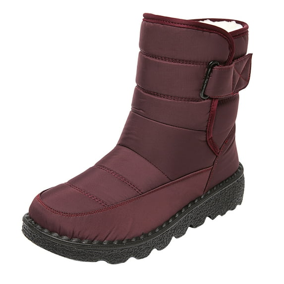 Juebong 2025 Winter Comfortable Cotton Shoes Snow Waterproof Knee High Anti-Slip Women's Boots,Red Size 9