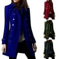 thumbnail image 1 of Juebong 2025 Winter Coats Women Button Wool Coat Long Sleeve Overcoat Loose Dressy Casual Fall Winter Trench Coat Peacoat Blue XL, 1 of 7