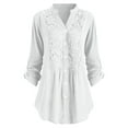 thumbnail image 1 of Juebong 3/4 Sleeve Blouses for Women Dressy Clearance Tops Casual Elegant Henley V Neck Button Up Pleated Shirt Work Blouses Tops, 1 of 3