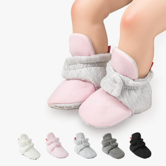 Juebong Baby Booties Newborn Infant Warm Cozy Stay On Sock Shoes Soft Non-Slip Toddler Girl Boy Crib Warm Shoe First Walker Black,0 Months