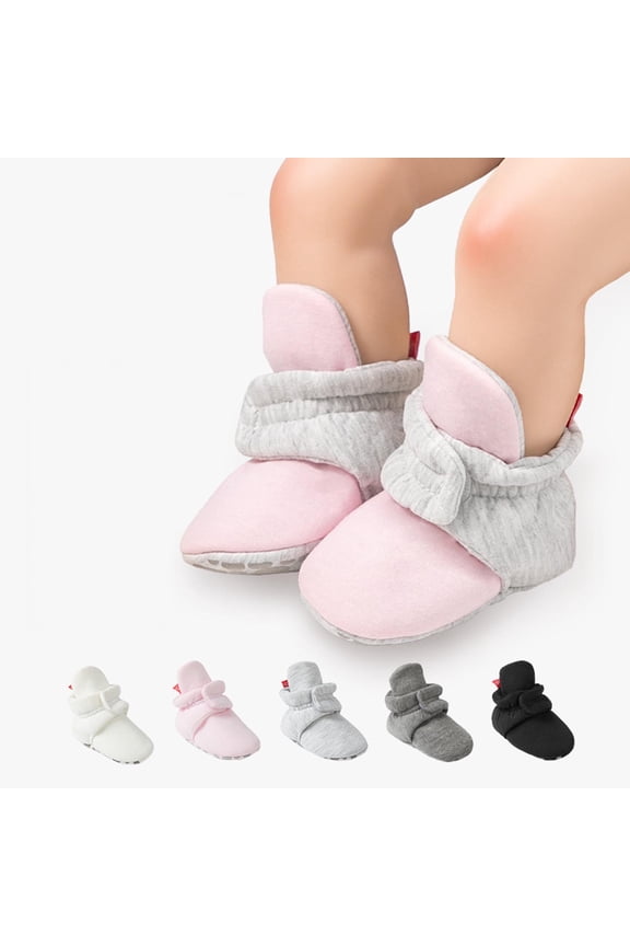 Baby Booties Newborn Infant Warm Cozy Stay On Sock Shoes Soft Non-Slip Toddler Girl Boy Crib Warm Shoe First Walker Black,6 Months