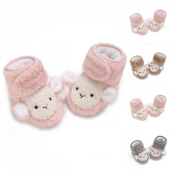 Juebong Baby Boots 0-24Months Infant Toddler Boys Girls Non-Skid Fleece Ankle Booties First Walkers Slippers Warm Socks Shoes Brown,6 Months