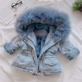thumbnail image 1 of Juebong Baby Boys Girls Coats Clearance Toddler Child Baby Girl Hooded Plus Thick Coat Fleece Warm Thick Denim Jacket Acetate Fiber Cotton Clothes, 1 of 9