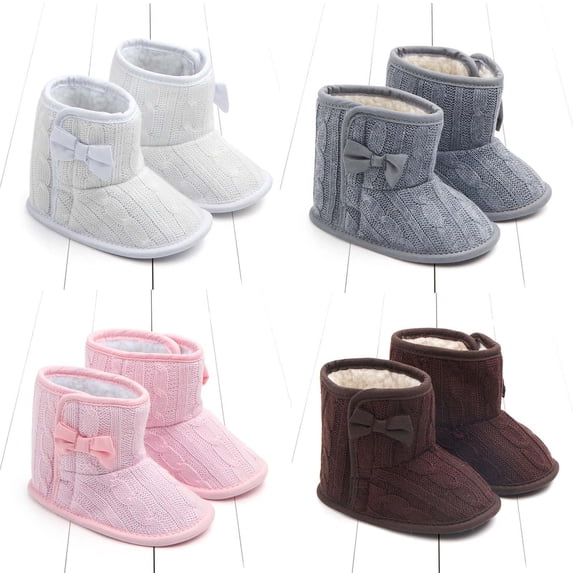 Juebong Baby Boys Girls Fleece Lined Snow Boots Cozy Winter Warm Shoes Infant Outdoor Booties Toddler Non-Slip Walking Shoes Coffee,13