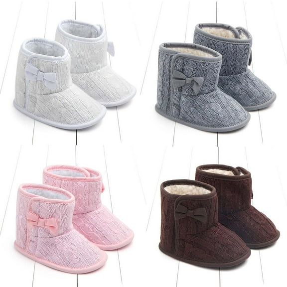 Juebong Baby Boys Girls Fleece Lined Snow Boots Cozy Winter Warm Shoes Infant Outdoor Booties Toddler Non-Slip Walking Shoes Coffee,14