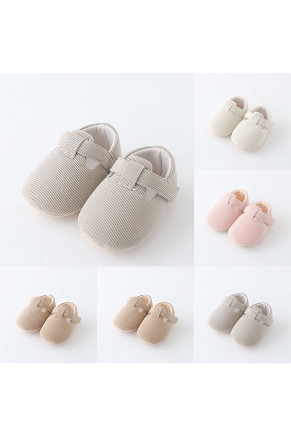 Baby Corduroy Booties Newborn Infant Shoes First Walkers Cozy Shoes Girl Boy Non-Slip Socks Shoes Pink,L