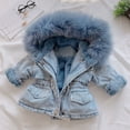 thumbnail image 1 of Juebong Baby Jackets Savings Toddler Kids Baby Girls Hooded Faux Fur Fleece Warm Thick Denim Coat Outwear, 1 of 9