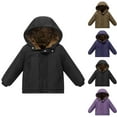 thumbnail image 1 of Juebong Baby Winter Coats Toddler Hooded Jackets Warm Sherpa Fleece Lined Puffer Coat Outerwear Baby Boys Girls Thick Clothes Purple,1 Year, 1 of 8