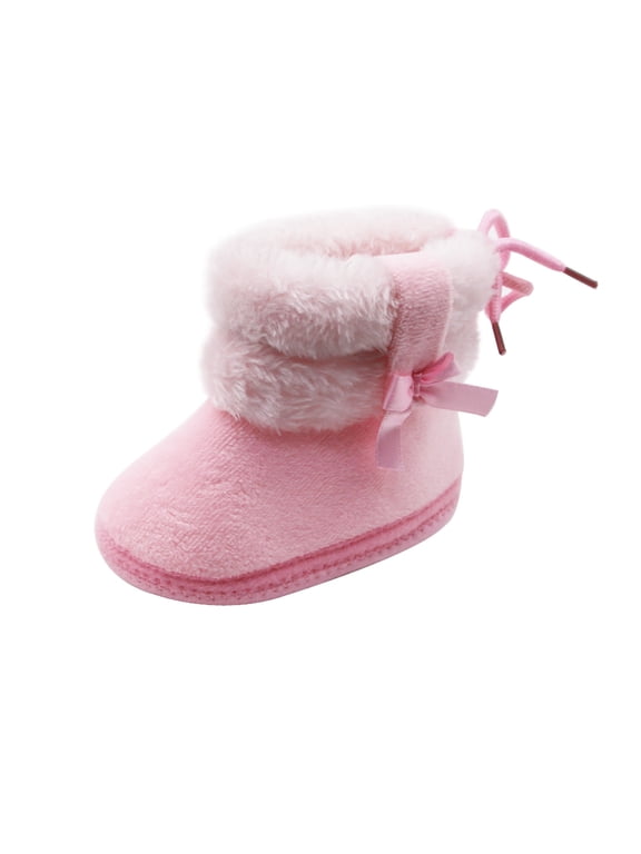 Baby Winter Warm Snow Boots Flexible Sport Exercise House Soft Soled Prewalker Non-Skid Boots For Infant Toddler Boys Girls,Pink Size 6-12 Months