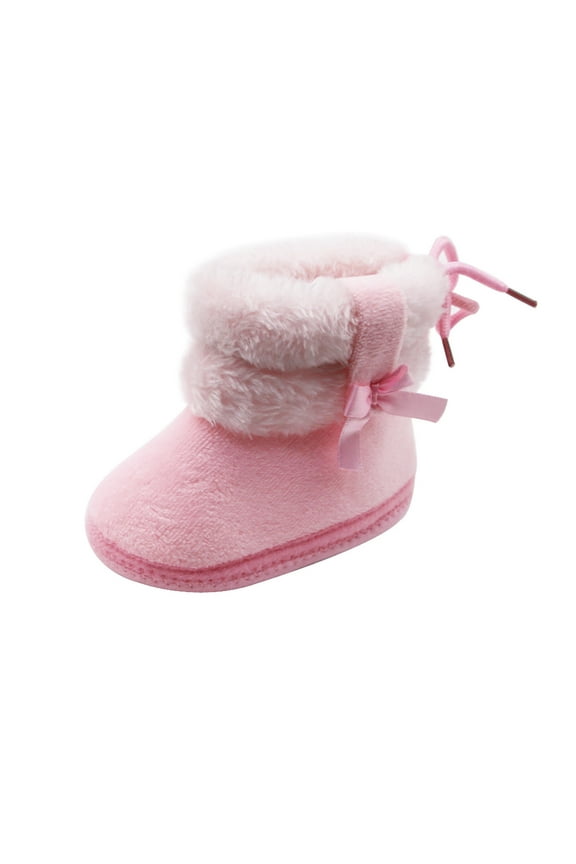 Baby Winter Warm Snow Boots Flexible Sport Exercise House Soft Soled Prewalker Non-Skid Boots For Infant Toddler Boys Girls,Pink Size 6-12 Months
