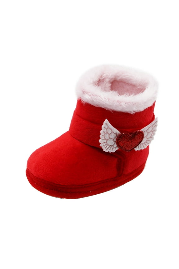 Baby Winter Warm Snow Boots Flexible Sport Exercise House Soft Soled Prewalker Non-Skid Boots For Infant Toddler Boys Girls,Red Size 12-18 Months