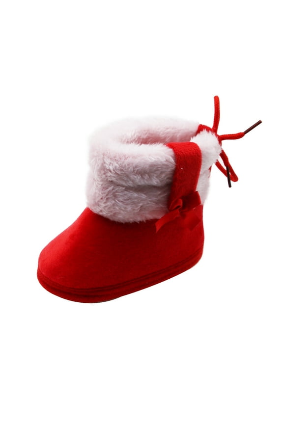 Baby Winter Warm Snow Boots Flexible Sport Exercise House Soft Soled Prewalker Non-Skid Boots For Infant Toddler Boys Girls,Red Size 6-12 Months