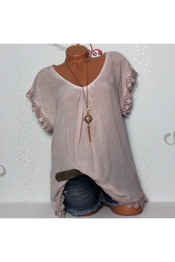 Blouses for Womens Floral Boho Summer Tops Loose Plus Size Floral Print Tunic T-Shirt Tee S-5XL, Short Sleeve V-Neck Basic Top Shirt