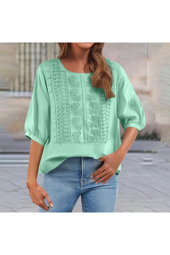 Blouses for Womens Floral Boho Summer Tops Loose Plus Size Floral Print Tunic T-Shirt Tee S-5XL, Short Sleeve V-Neck Basic Top Shirt