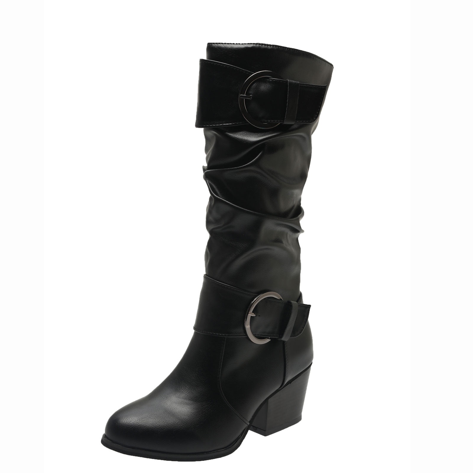 Ladmiple Women's Knee High Cowboy Boots – Wide Calf Slouchy Western Boots With Pointed Toe & Cone Heel