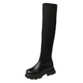 thumbnail image 1 of Juebong Boots on Clearance 2023 Knee High Boots for Women Gogo Boots 70s Boots,Leather Square Toe Chunky Knee High Platform Dress Boots, Fashion Long Chunky Tall Gogo Boots for Fall, 1 of 5