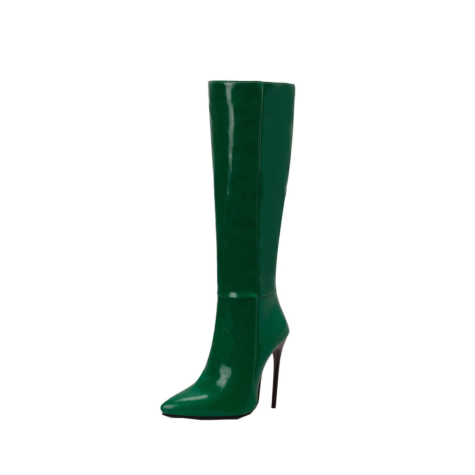 Women Over Knee High Boots Mirror Silver Metal Stiletto High Heels Boots Shoes