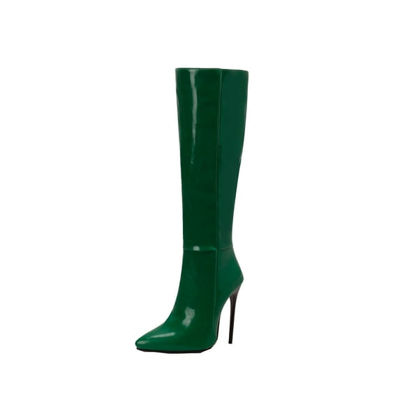 Juebong Boots on Clearance 2023 Knee High Boots for Women Stiletto Heel and Pointed Toe Dress Long Shoes Leather Zipper Booties , Classic and Sexy High Heel Punk Boots Zipper