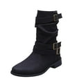 thumbnail image 1 of Juebong Boots on Clearance 2023 Mid Calf Dress Boots For Women Biker Boots Trendy Pull On Cowboy Boots Western Cowgirl Booties Ladies Round Toe Dress Boots, 1 of 5