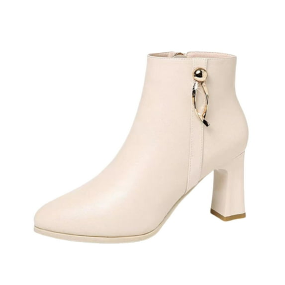 Juebong Boots on Clearance 2024 Women's Ankle Boots Chunky Stacked Heel Zipper Booties Cowboy Boots Cowgirl Ankle Boots Western Pointed Toe Short Cowboy Boots for Women