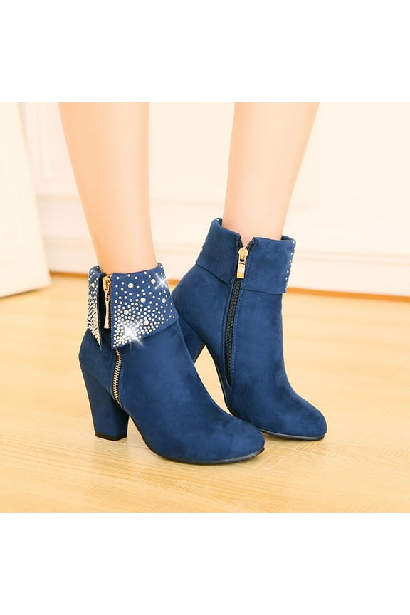 Boots Rhinestone Short Boots Teen Girls Wedding Boots High Heel Chunky Ankle Boots Teen Girls Wedding Shoes