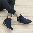 thumbnail image 1 of Juebong Boots Deals Women's Ankle Boots Chelsea Boots Chunky Heel Platform Low Heel Casual Outdoor Indoor Slip Resistant Zipper Shoes,Blue,4.5, 1 of 3