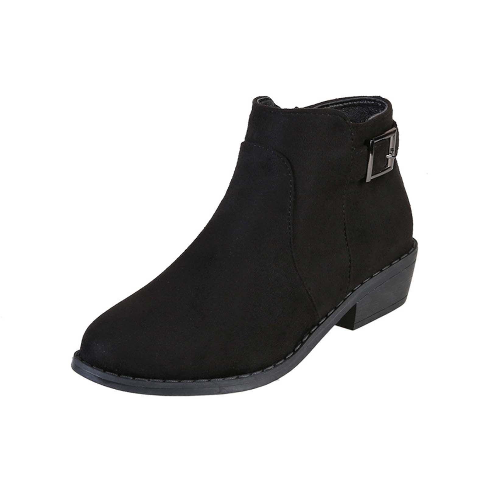 Juebong Boots on Clearance 2023 Women's Chunky Low Heel Ankle Boots