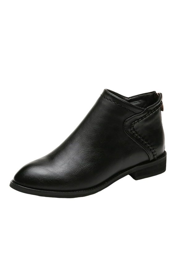 Boots on Clearance 2023 Women's Leather Ankle Boots Extra Wide Width Low Heel Short Booties.