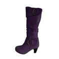 thumbnail image 1 of Juebong Boots on Clearance 2025 Womens Slouchy Mid Calf Boots Chunky Heel Faux Leather Knee High Boots Side Zipper Metal Buckle Folds Winter Boots, 1 of 3