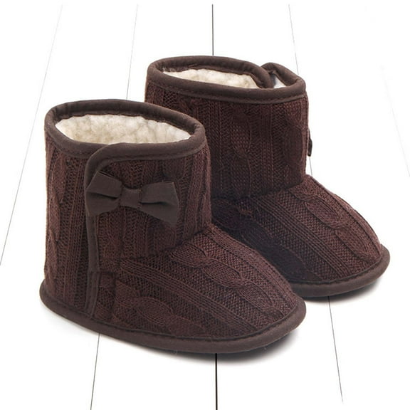 Juebong Boots on Sale Toddler Shoes Baby Girls Cute Bowknot Boots Baby Soft Cotton Shoes Winter Warm Shoes,Coffee,5.5