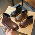 thumbnail image 1 of Juebong Boys Girls Combat Boots PU Leather Zipper Ankle Boots Kids Dress Short Boots Brown,34, 1 of 8