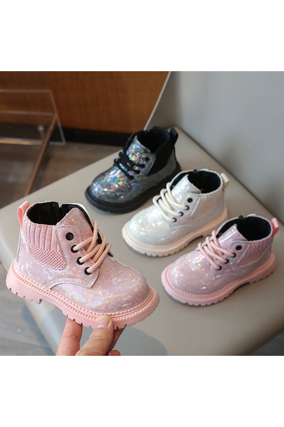 Boys Girls Side Zipper PU Leather Combat Ankle Boots for Toddler/Little Kid 1-6Y White,24