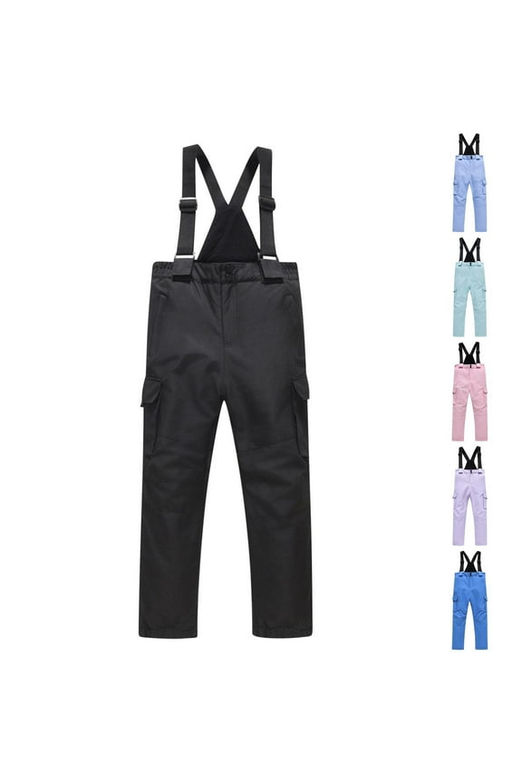 Boys Girls Snow Bibs Kids Waterproof Windproof Snow Pants Winter Warm Skiing Snowboard Overalls Insulated Snowsuits Purple,150