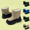 thumbnail image 1 of Juebong Boys Girls Snow Boots Fleece Lined Winter Warm Sport Shoes Non-slip Waterproof Outdoor Shoes Khaki,11-12Years, 1 of 5