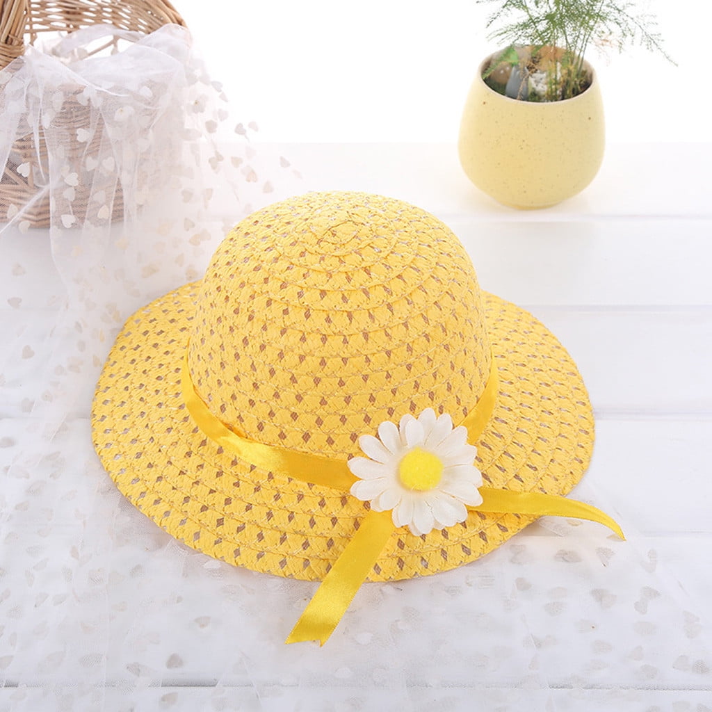 Juebong Caps For Kids Baby Kids Girl Summer Floral Flower Straw Visor Sun  Hat Beach Hats