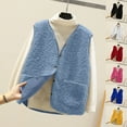 thumbnail image 1 of Juebong Cashmere Vests for Women Lightweight Fuzzy Fleece Vest V Neck Casual Fall Winter Warm Sleeveless Button Sherpa Jackets Black,XL, 1 of 5