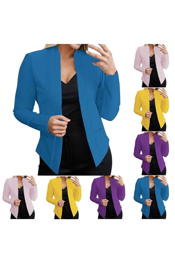 Casual Blazers for Women S-5XL Plus Size Lightweight Long Sleeve Open Front Jackets Business Office Work Suits Jacket Blazer Purple,S
