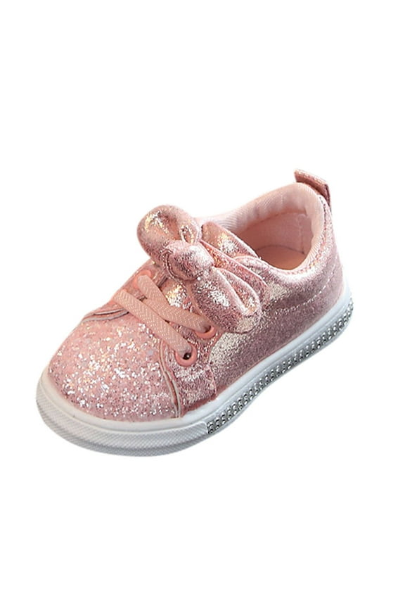 Children Baby Girls Boys Bling Sequins Bowknot Crystal Run Sport Sneakers Shoes,Pink Size 9C