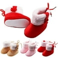 thumbnail image 1 of Juebong Christmas Baby Faux Fur Lining Soft Boots Warm Winter Ankle Non-Slip Snow Walking Shoes Coffee,12-18 Months, 1 of 7