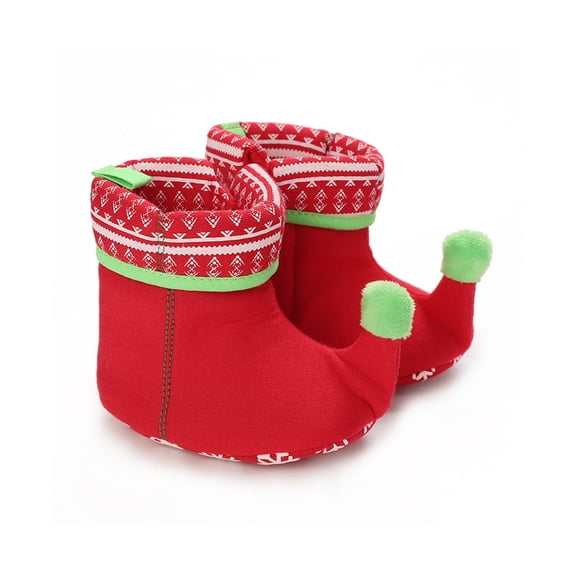 Juebong Christmas Baby Snow Boots Fleece Booties Newborn Warm Slippers Non Skid Cozy Winter Boots Sock Shoes Infant Crib Shoes Red,24-36 Months