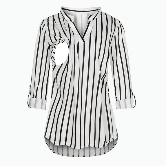 Juebong 2024 Womens Long Sleeve Nursing Tops Breastfeeding Blouses Shirts Summer Nursing Tee Shirts Double Layer Summer Pregnancy Clothes