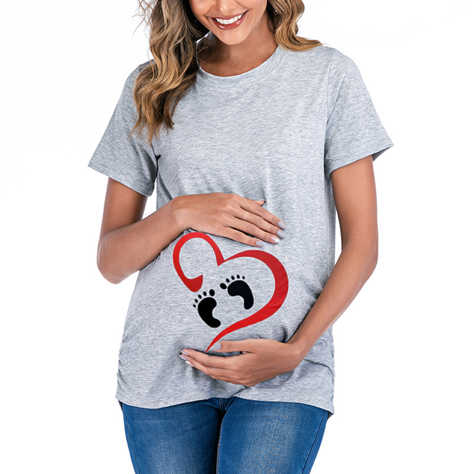 Juebong Clearance 2024 Womens Maternity Nursing Shirts Side Ruched ...