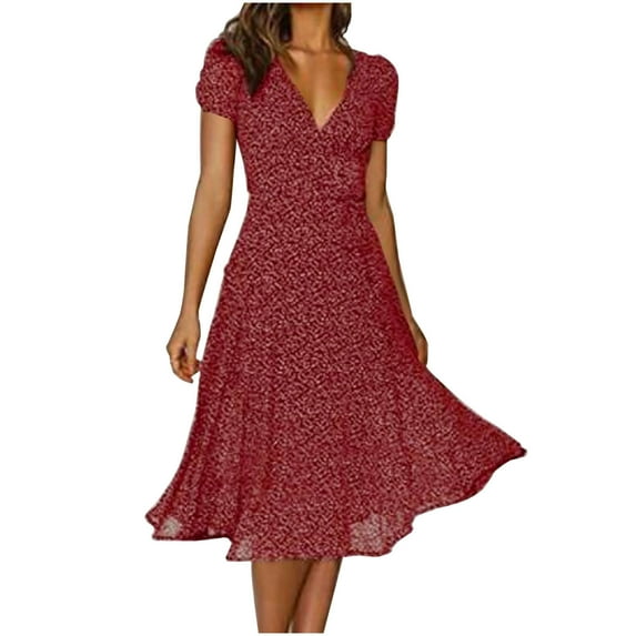 Juebong Clothing clearance Women's Casual Loose Pocket Long Dress Bohemian V-neck Print Party Sundress Sexy Sleeveless Split Maxi Dresses