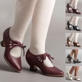thumbnail image 1 of Juebong Cute Ladies Shoes Dressy Pointed Toe Pumps Chunky Low Heels Sweet Ankle Strap Party Dress Shoes Brown,41, 1 of 8