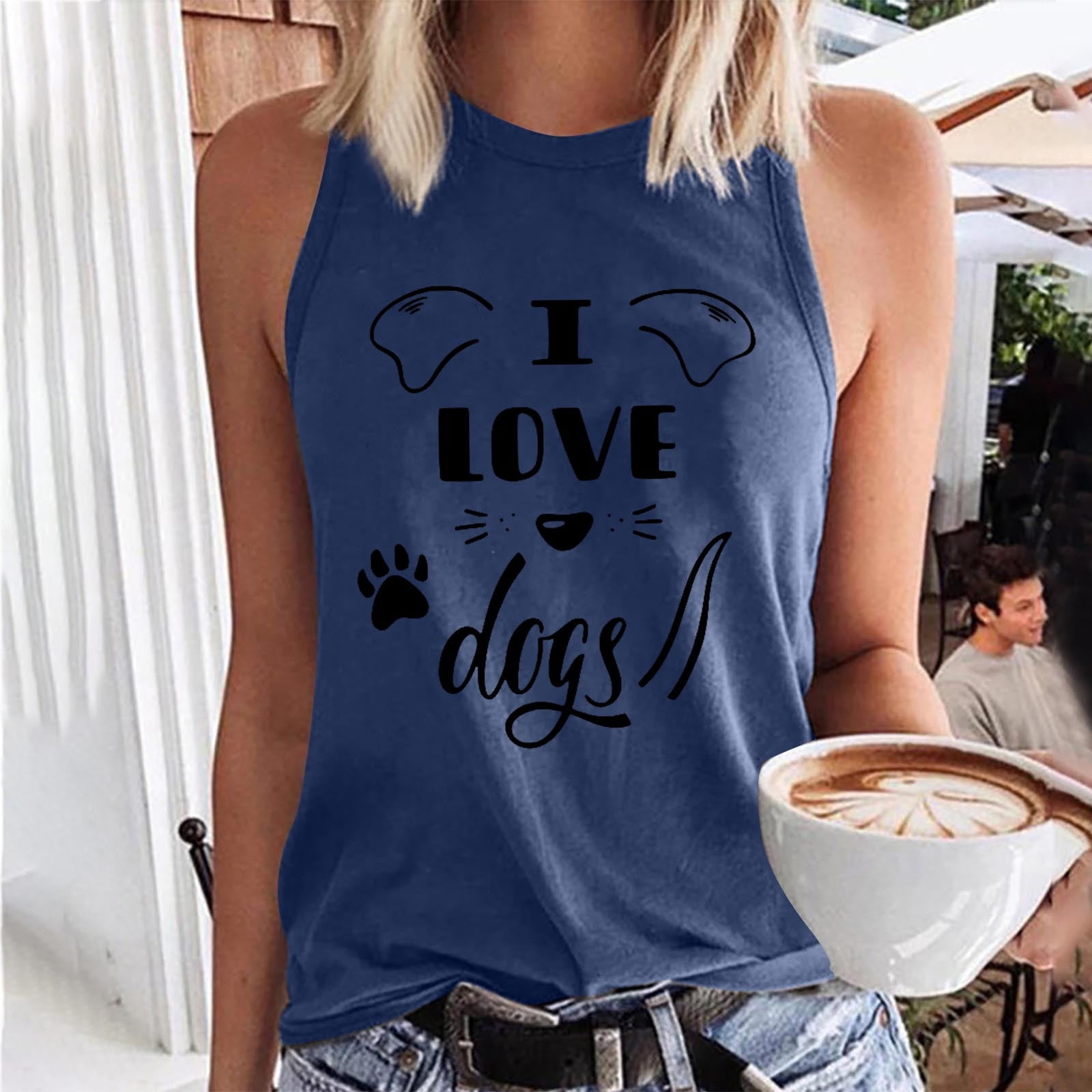Juebong Dog Paws Footprint Tank Top Women Sleeveless Summer Funny Workout  Tops Cute Dogs Lover Vest Dog Friends Tee Tops Casual Vacation Shirt Comfy  Soft Mom Shirt Tanks 