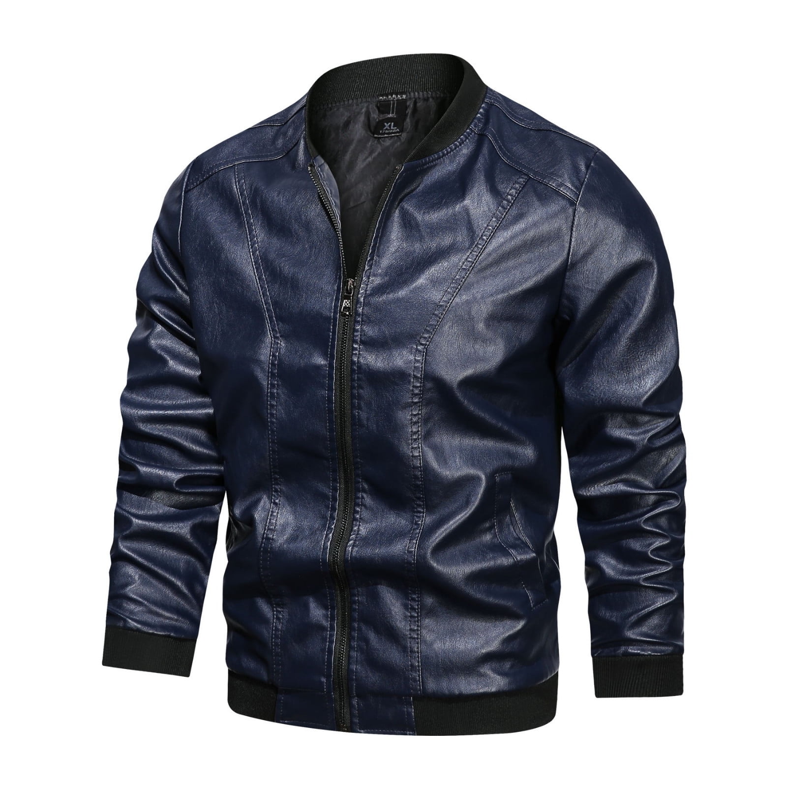 Juebong Dressy PU Leather Jacket for Boys for Men Open Front Cardigan Office Work Autumn And Winter Casual Baseball Uniform Leather Jacket Leather Jacket Black XXXL Walmart