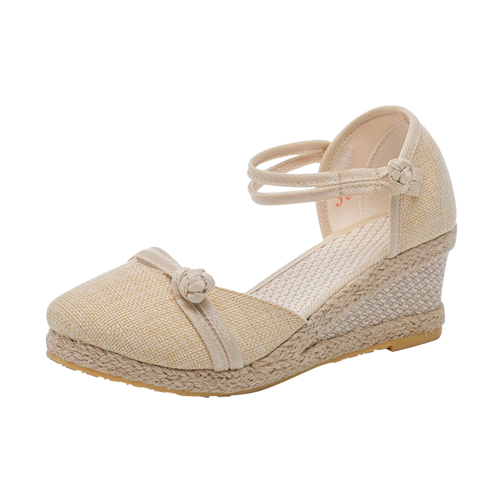 Juebong Espadrilles Flatform Sandals for Women, Platform Ankle Strap ...