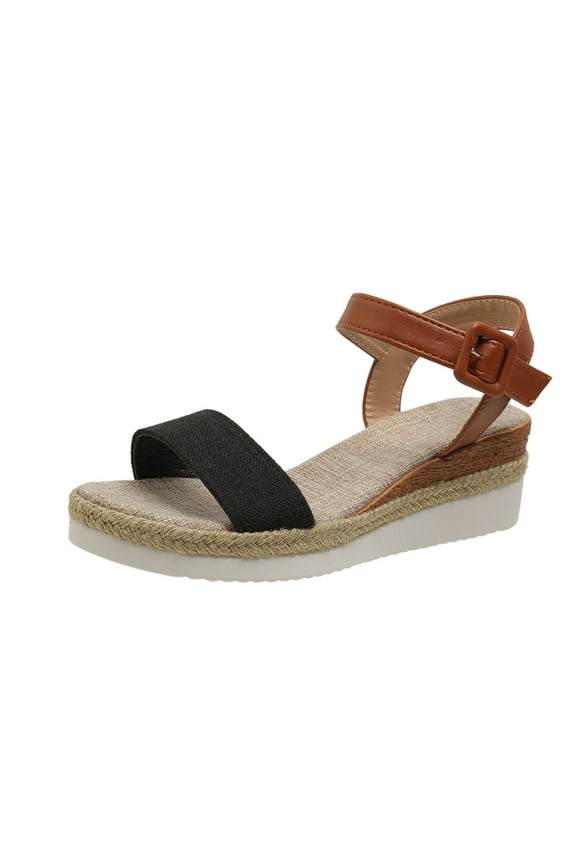 Espadrilles Flatform Sandals for Women, Platform Ankle Strap Womens Wedge Sandals Open Toe Espadrille Wedge Sandals for Women Concise Casual Summer Womens Shoes
