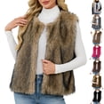 thumbnail image 1 of Juebong Faux Fur Vest Women Open Front Sleeveless Cardigan Fuzzy Fleece Jacket Elegant Crop Vests Warm Winter Coat Outerwear Gray,M, 1 of 7
